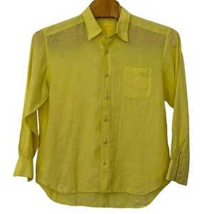 Tommy Bahama Men's Relax Yellow Linen Long Sleeve Button Down Shirt ‎ Sz L